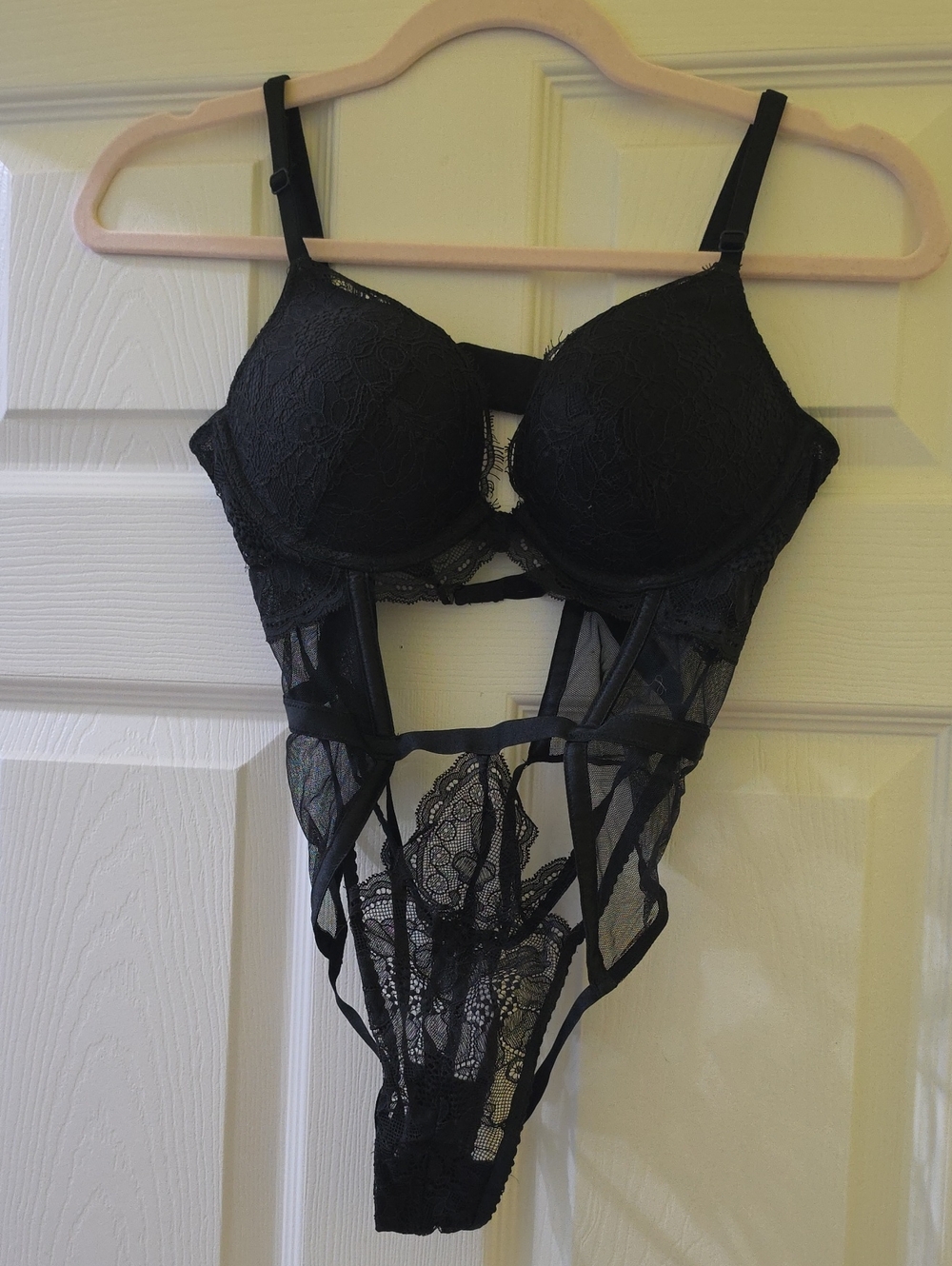 Victoria's Secret Black Lace Push-Up Bodysuit